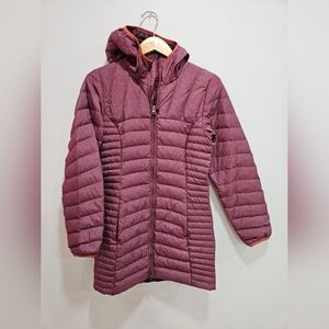 Eddie Bauer Jacket Down Puffer Coat Lightweight Parka Hood Long Women’s SX xsmal